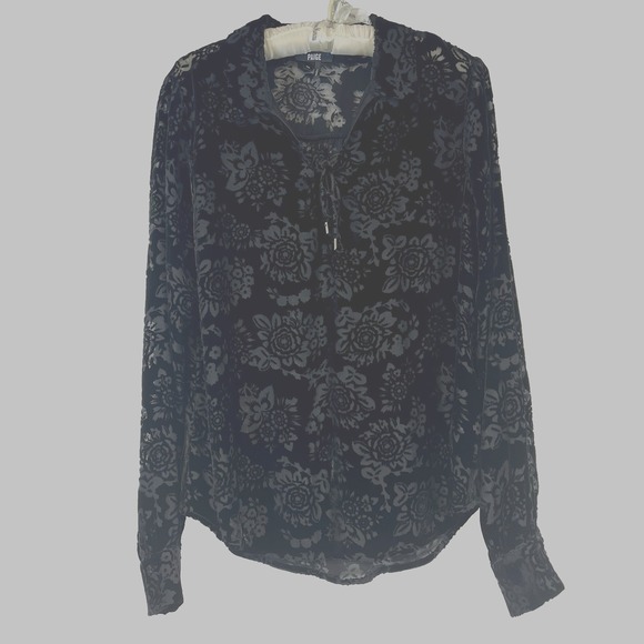 Paige Womens Top Size XL Black Floral Velvet Burnout Top Whimsygoth Going out - Picture 1 of 11